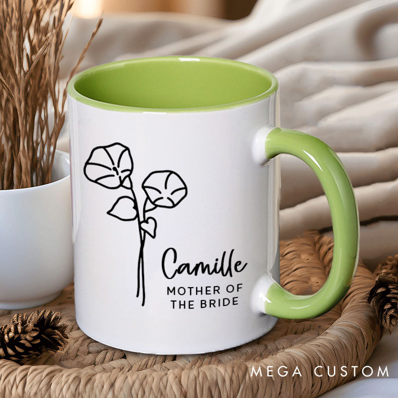 Personalized Cute Bridesmaid Birth Flower Mug Maid of Honor Month Flower Bachelorette Party Mug Mother of the Bride Groom Gift Bridal Shower Mug