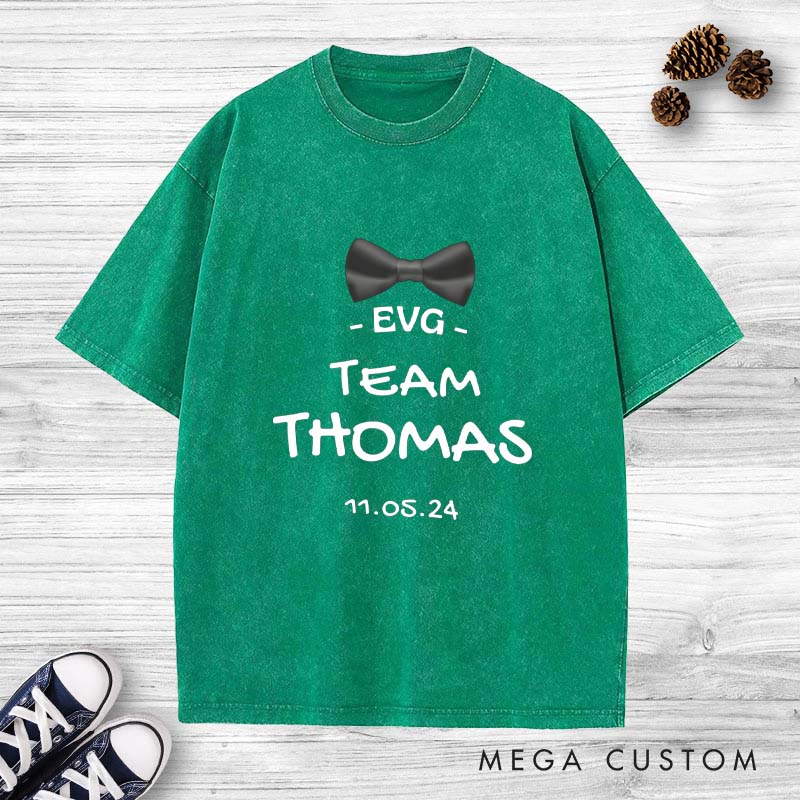 Personalized EVG Groom Team Washed T-Shirt Bachelor Party Favors T-Shirts for Best Man Retro Groom Club y2k Shirts for Men