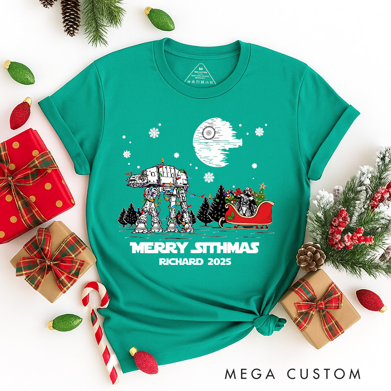 Personalized Star Merry Sithmas Christmas Classic T-Shirts Galaxy War Film Tshirt Movie Holiday Shirt