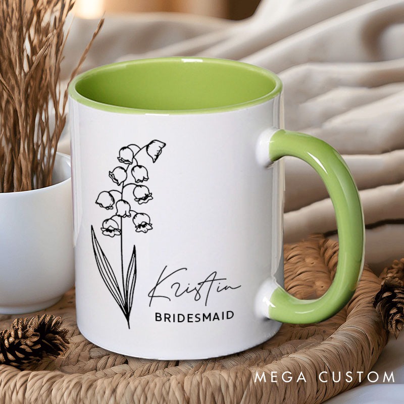 Personalized Chic Bridesmaid Birth Flower Mug Maid of Honor Month Flower Mug Bachelorette Party Mug Mother of the Bride Groom Gift Bridal Shower Mug