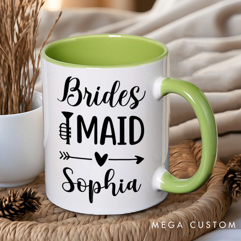 Personalized Bridesmaid with Heart Arrow Mug Maid of Honor Mug with Name Bachelorette Party Mug Bridesmaid Proposal Gift Bridal Shower Mug