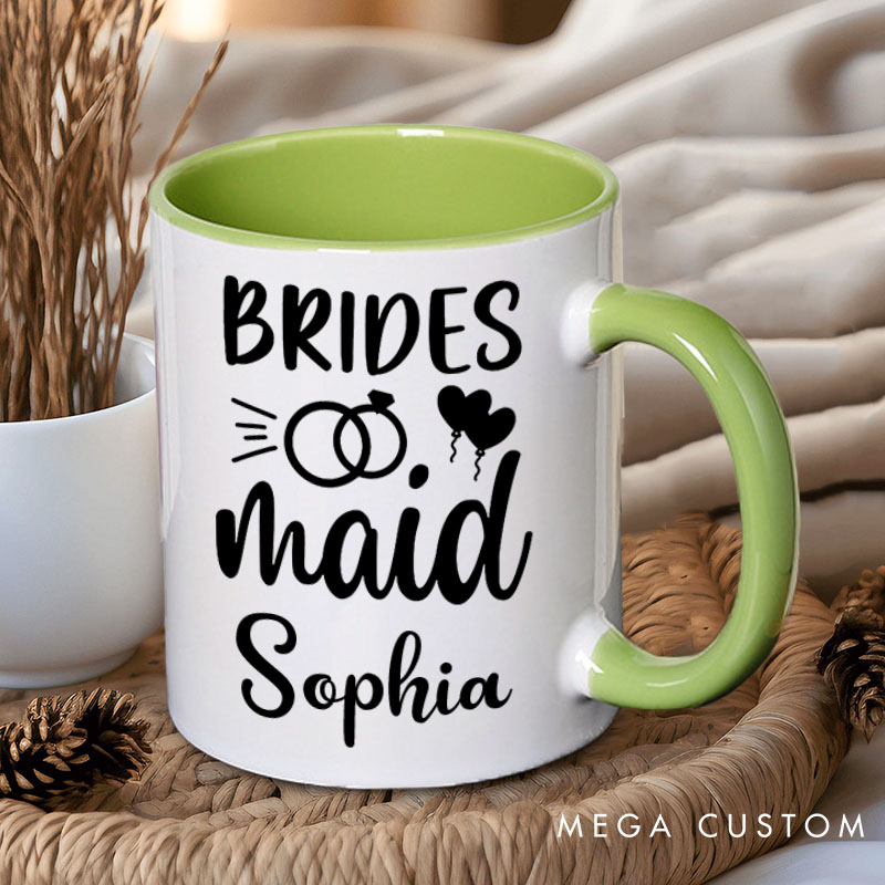 Personalized Bridesmaid with Ring and Heart Balloon Mug Maid of Honor Mug with Name Bachelorette Party Mug Bridesmaid Proposal Gift Bridal Shower Mug