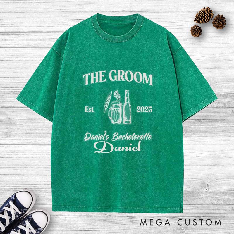 Personalized The Groom Club Washed T-Shirt Beers Lover Designed T-Shirt for Groomsman Bachelor Party Favors T-Shirts 