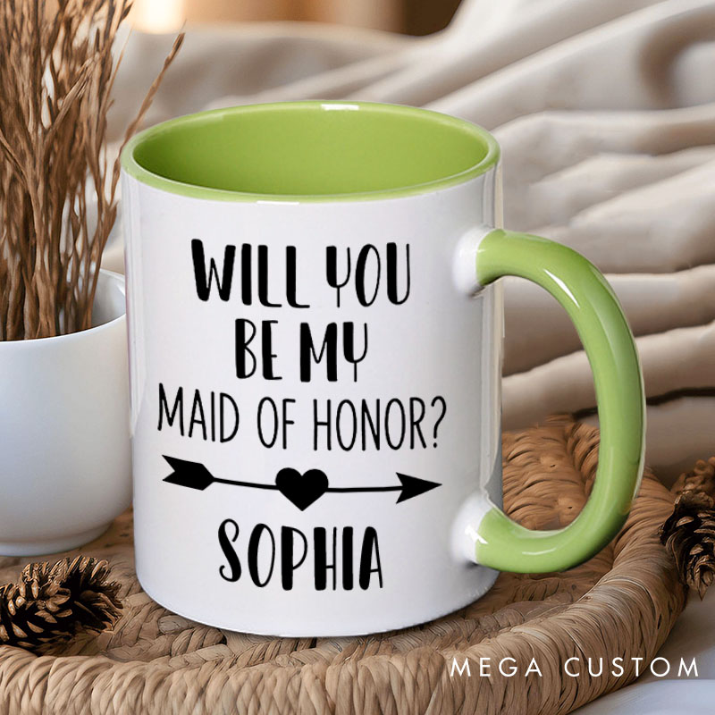 Personalized Will You be My Maid of Honor Mug Bridesmaid with Heart Arrow Mug Bachelorette Party Mug Bridesmaid Proposal Gift Bridal Shower Mug