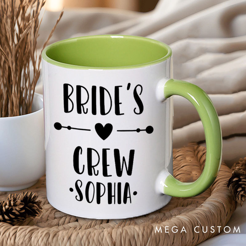 Personalized Bride’s Crew with Heart Mug Bridesmaid Name Mug Maid of Honor Mug Bachelorette Party Mug Bridesmaid Proposal Gift Bridal Shower Mug