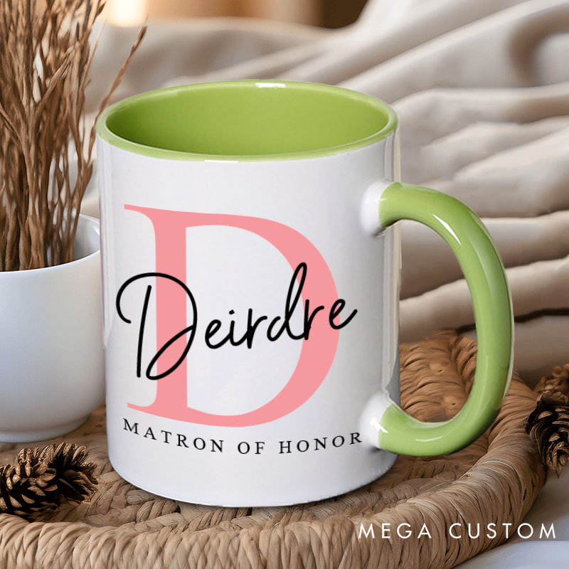 Personalized Minimalist Bridesmaid Initials Mug Maid of Honor Mug with Name Bachelorette Party Mug Bridesmaid Proposal Gift for Her Bridal Shower Mug