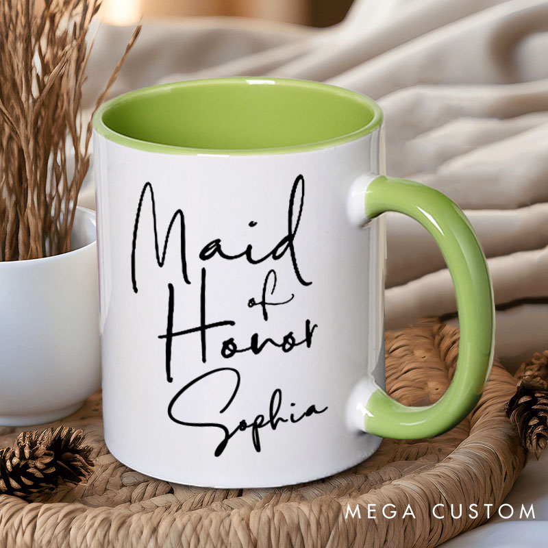 Personalized Minimalist Maid of Honor Mug Bridesmaid Name Mug Bachelorette Party Mug Bridesmaid Proposal Gift for Her Bridal Shower Mug