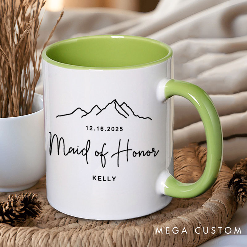 Personalized Minimalist Bridesmaid Mug with Name and Date Maid of Honor Mug Bachelorette Party Mug Bridesmaid Proposal Gift for Her Bridal Shower Mug