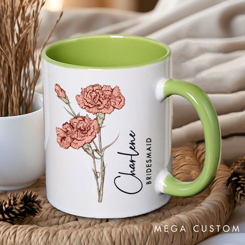 Personalized Retro Bridesmaid Birth Flower Mug Maid of Honor Month Flower Mug Bachelorette Party Mug Bridesmaid Proposal Mug MOG MOB Bridal Shower Mug