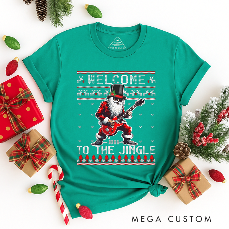 Personalized Classic T-Shirts Rock n Roll Christmas Tee Heavy Metal Music Lover Gift Punk Rock Musician Gift