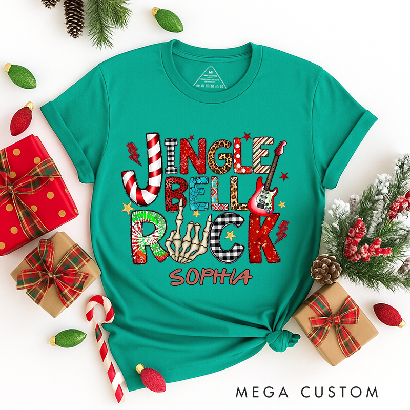 Personalized Classic T-Shirts Jingle Bell Rock Tee Christmas Music Lover Gift