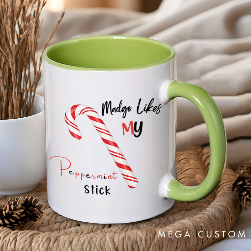 Personalized Couple She Likes My Peppermint Stick and He Likes My Cookies Christmas Mug Couple Xmas Coffee Mug for Husband Wife Boyfriend Girlfriend