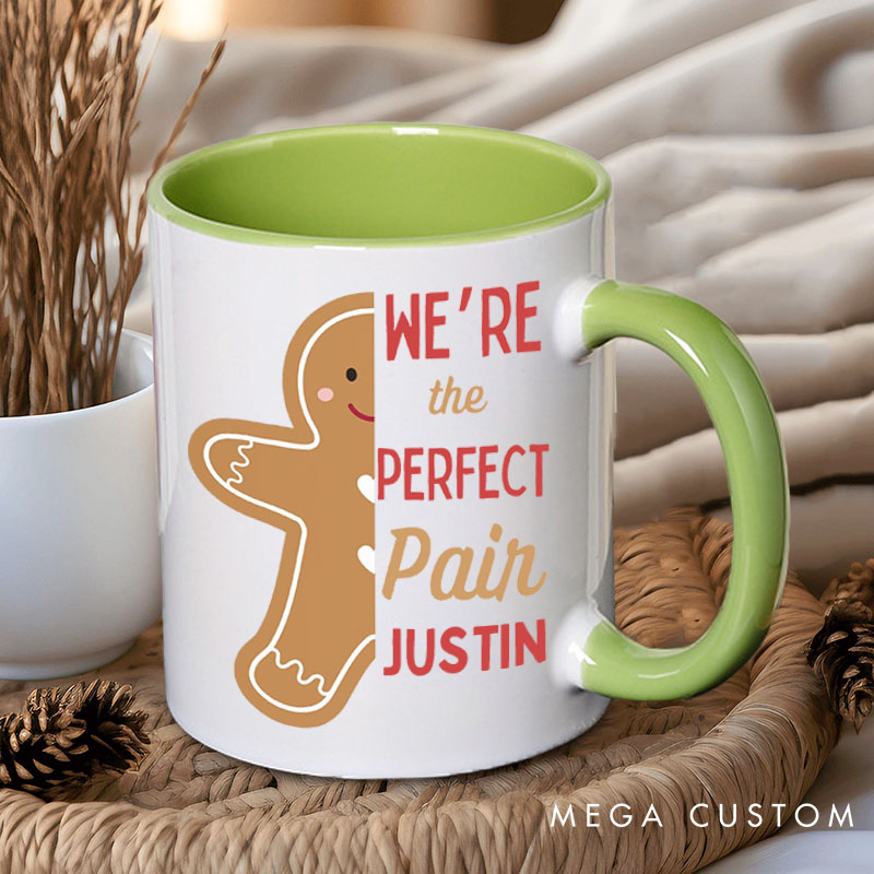 Personalized Couple We're the Perfect Pair Just Like Cookies and Milk Christmas Mug Couple Name Xmas Coffee Mug for Husband Wife Boyfriend Girlfriend