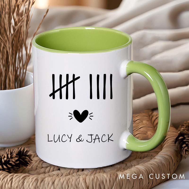 Personalized Couple Wedding Anniversary Mug Tally Marks Mug Husband Wife 9th Anniversary Gift Mug Happy Anniversary Gift for Her Him