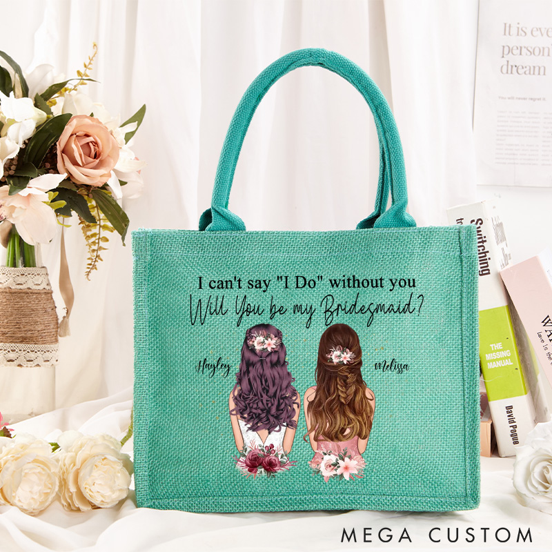 Personalized Will You Be My Bridesmaid Tote Bag Wedding Bride and Bridesmaid Tote Bag Burlap Tote Bag For Bridesmaid