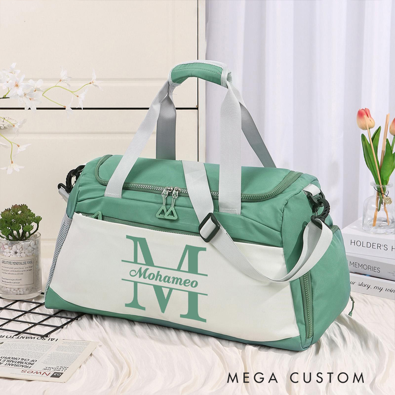 Personalized Duffel Bag Gift for Traveler Custom Name and Initial
