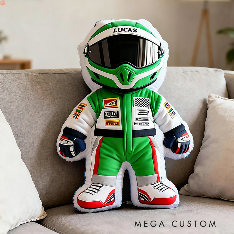 Personalized Racer Throw Pillow Custom Name Design Cushion Gift for Racers and Racing Lovers