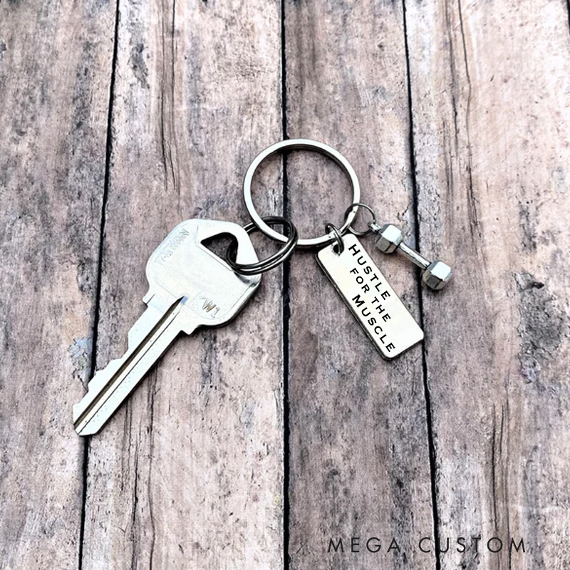 Personalized Engraved Strong Beautiful Keychain Fitness Gift for Her Gym Buddy Motivation Personal Trainer Gift Woman Key Ring for Gym Lovers