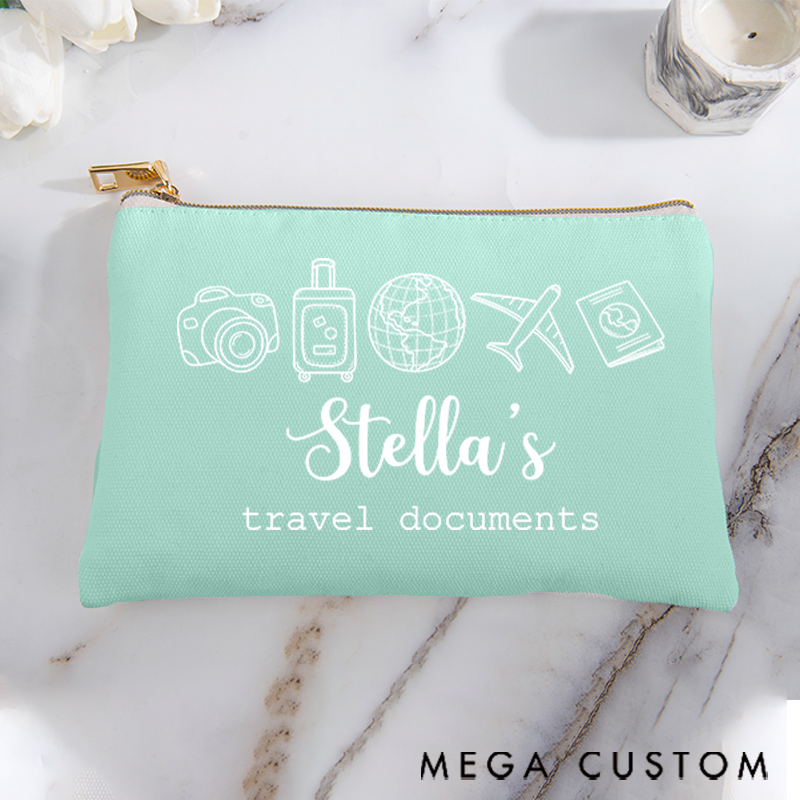 Personalized Makeup Bag Gift for Travele Lovers Travel Documents with Custom Name