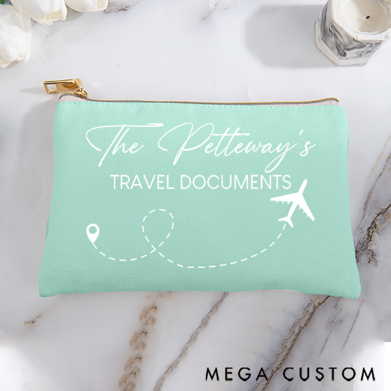 Personalized Makeup Bag Gift for Traveler Travel Documents and Custom Name