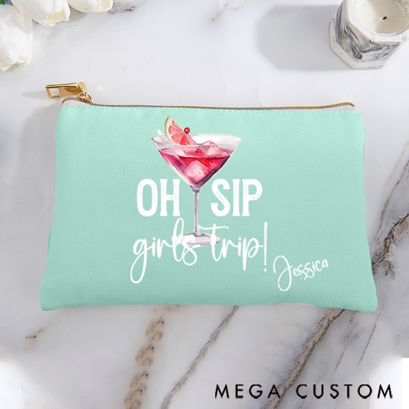 Personalized Makeup Bag Gift for Travel Lovers Girl's Trip and Custom Name