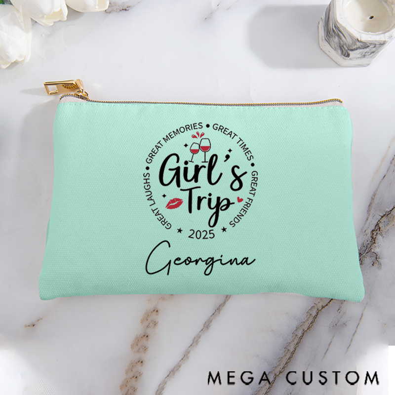 Personalized Makeup Bag Gift for Girls Travel Lovers Great Friends Cheers and Custom Name