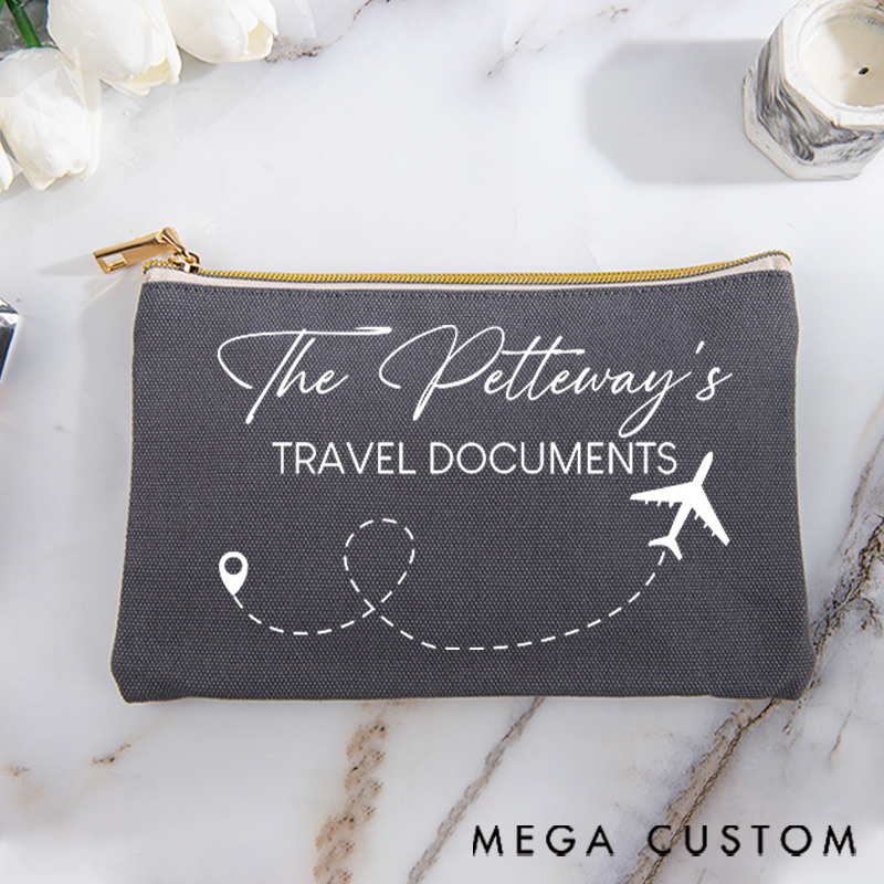 Personalized Makeup Bag Gift for Traveler Travel Documents and Custom Name