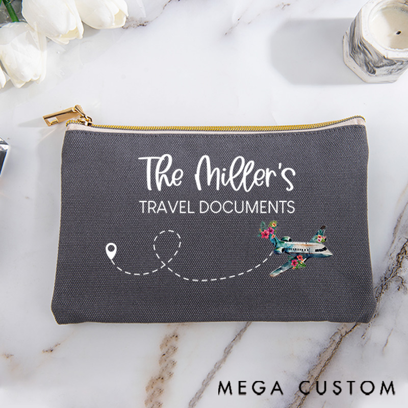 Personalized Makeup Bag Gift for Travel Lovers Travel Documents and Travel's Name