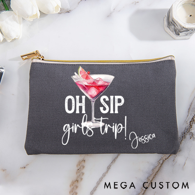 Personalized Makeup Bag Gift for Travel Lovers Girl's Trip and Custom Name