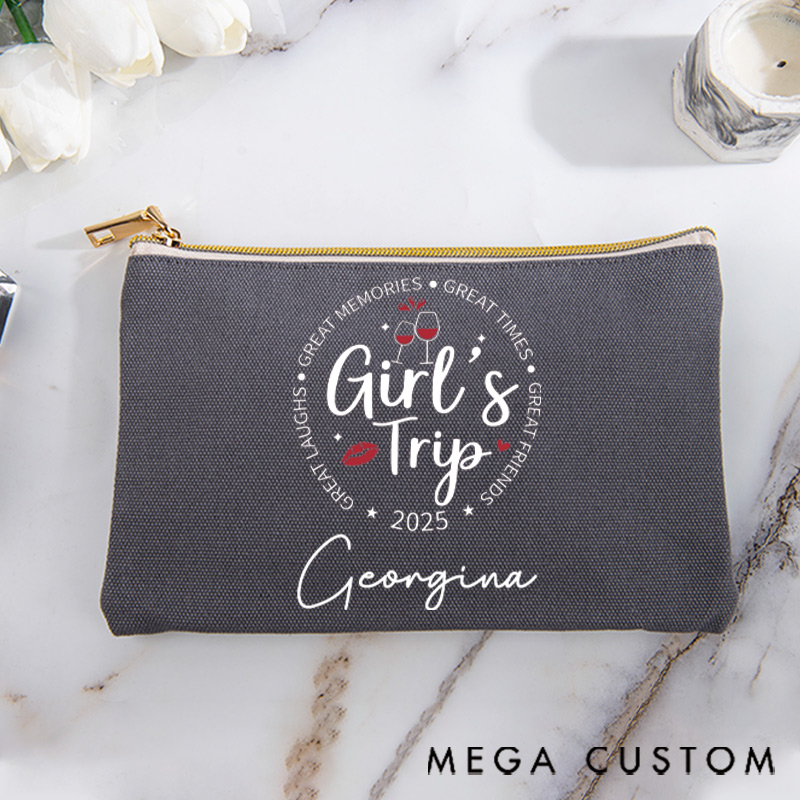 Personalized Makeup Bag Gift for Girls Travel Lovers Great Friends Cheers and Custom Name