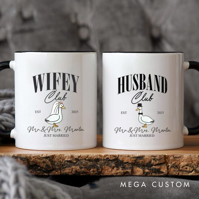 Personalized Just Married Husband and Wife Clubs Wedding Couple Mugs