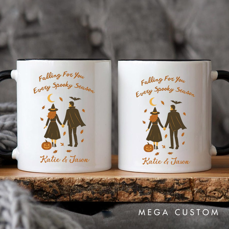 Personalized Falling for You Every Spooky Season Halloween Couple Mugs 