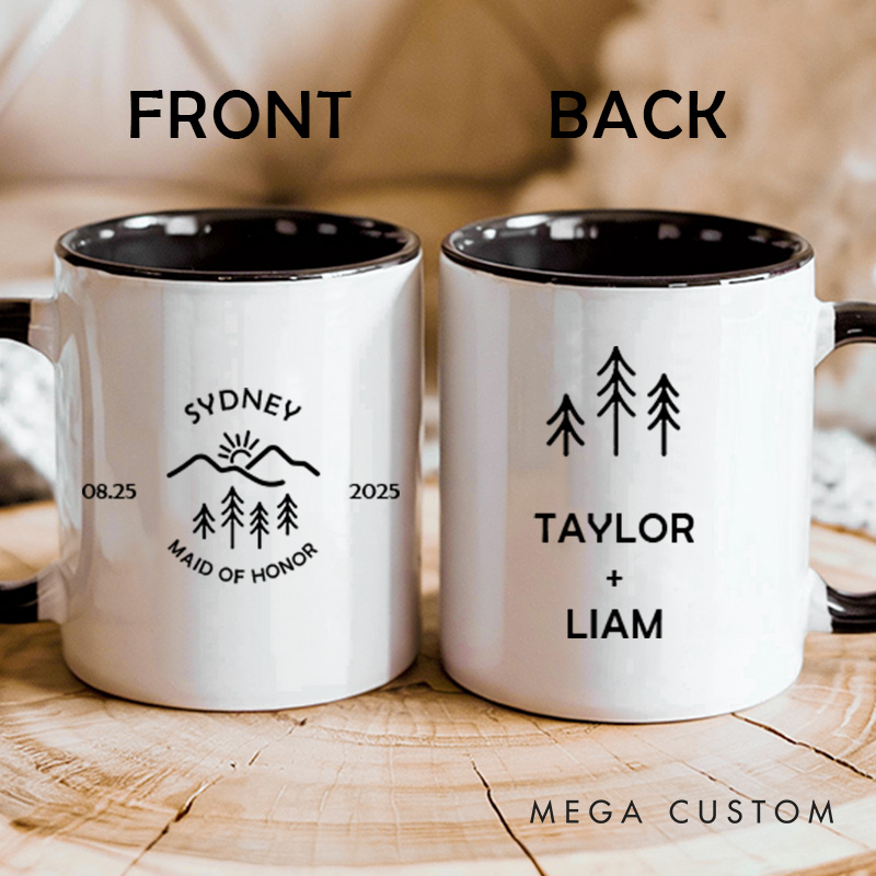 Personalized Bridesmaid Mug with Name Bride Tribe Mug with Tree Maid of Honor Mug Bachelorette Party Mug Bridesmaid Proposal Gift Bridal Shower Mug