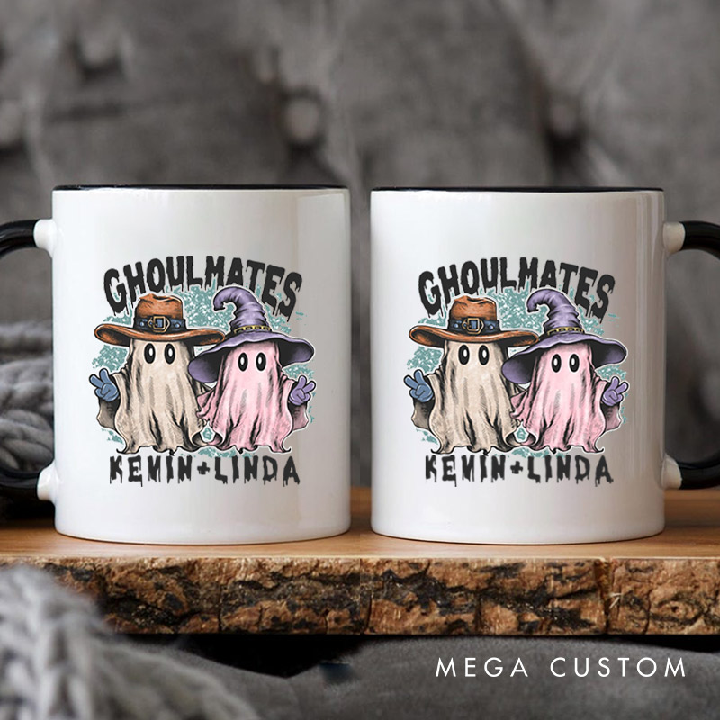 Personalized Ghoultmates Couple Ghost Halloween Couple Mugs