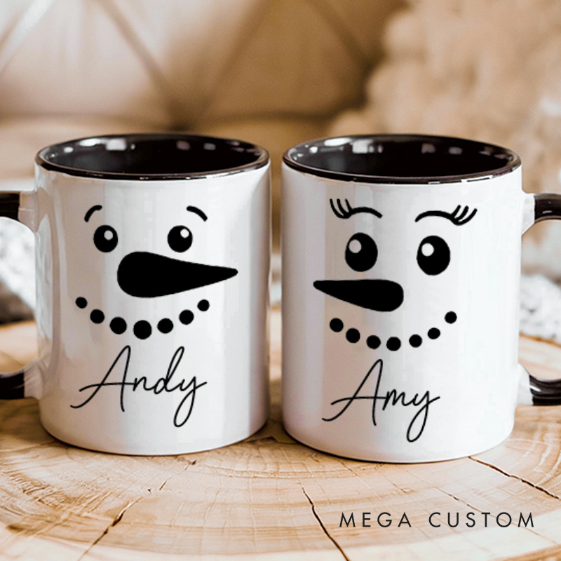 Personalized Couple Snowman Christmas Mug Custom Couple Name Xmas Coffee Mug Christmas Mug for Husband Wife Boyfriend Girlfriend