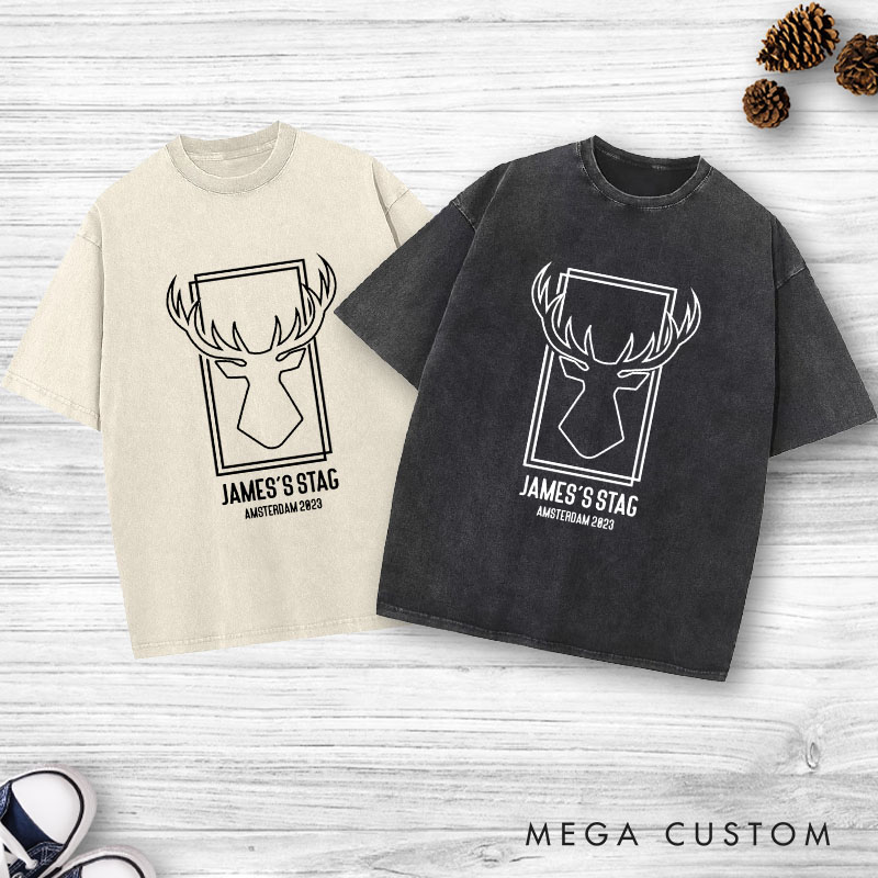 Personalized Groom Stag Party Washed T-Shirt Groom Wedding Favors Shirt Vintage y2k Washed Tees for Best Man Bachelor Party Gift Tops