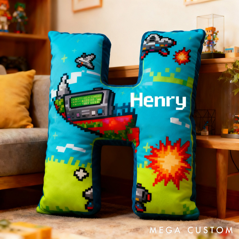 Personalized Game Letter Pillow for Game Lovers Plush Pillow Christmas Birthday Gift for Kids