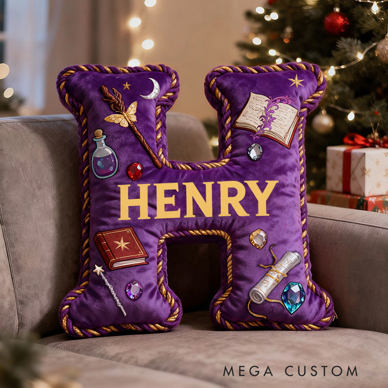 Personalized Magic Academy Pillow Decorated with Magic Scrolls Magic Potions Magic Wands Graphic 3D Print Pillow for Kids and Magic Lovers