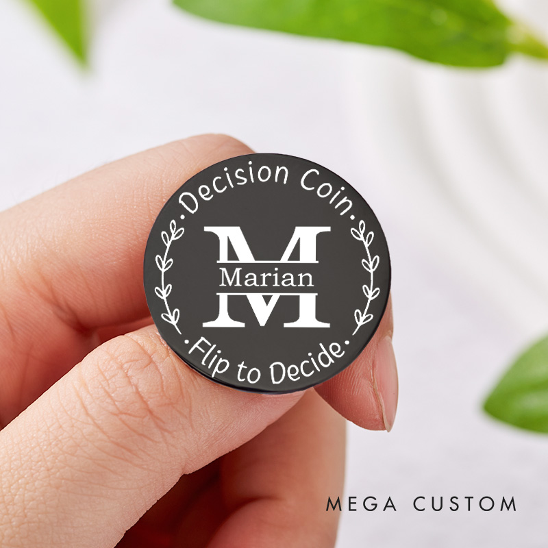 Personalized Couple Name with Wreath Decision Coin Custom Newlyweds Flip to Decide Coin Valentine's Day Gift for Boyfriend Girlfriend Husband Wife