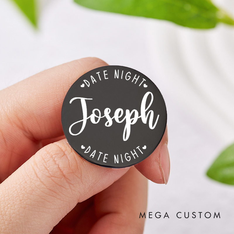 Personalized Couple Name Decision Coin Newlyweds Date Night Flip to Decide Coin with Heart Valentine's Day Gift for Boyfriend Girlfriend Husband Wife