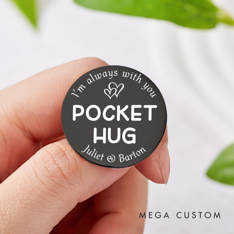 Personalized Couple Pocket Hug Decision Coin Newlyweds I’m Always with You with Heart Coin Valentine's Day Gift for Boyfriend Girlfriend Husband Wife