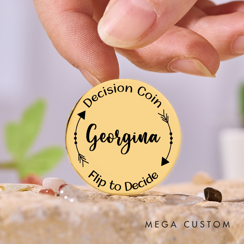 Personalized Couple Name with Arrow Decision Coin Custom Newlyweds Flip to Decide Coin Valentine's Day Gift for Boyfriend Girlfriend Husband Wife