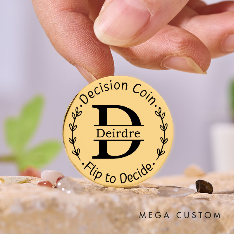 Personalized Couple Name with Wreath Decision Coin Custom Newlyweds Flip to Decide Coin Valentine's Day Gift for Boyfriend Girlfriend Husband Wife