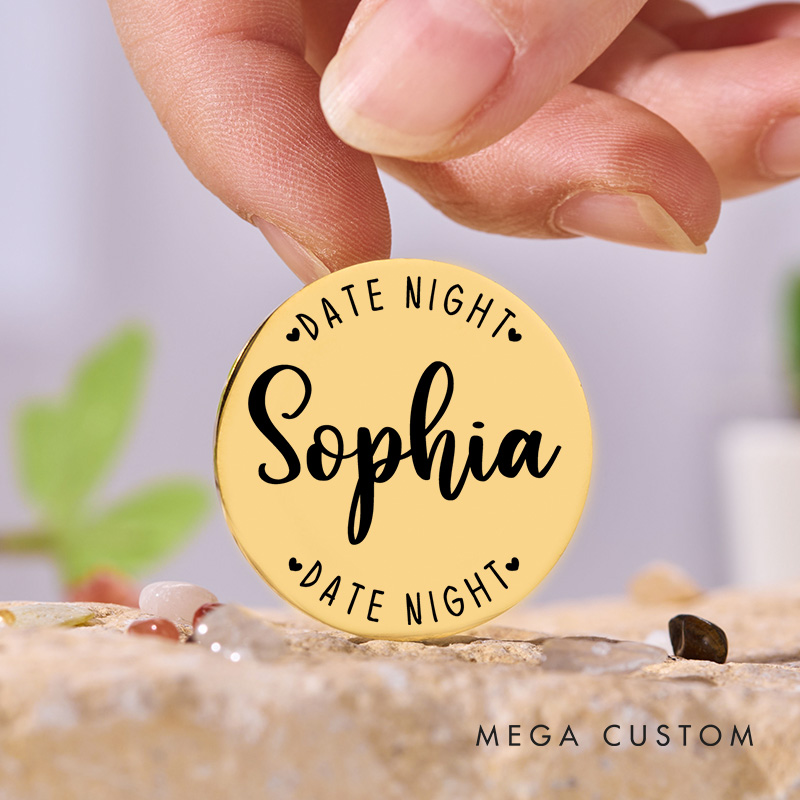 Personalized Couple Name Decision Coin Newlyweds Date Night Flip to Decide Coin with Heart Valentine's Day Gift for Boyfriend Girlfriend Husband Wife