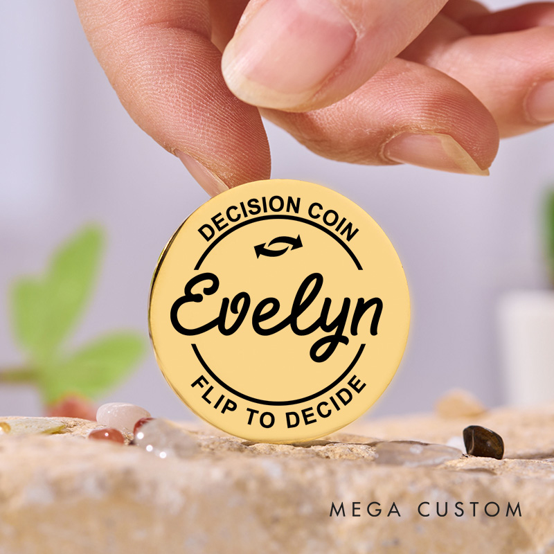 Personalized Funny Couple Name Decision Coin Newlyweds Flip to Decide Coin with Arrow Valentine's Day Gift for Boyfriend Girlfriend Husband Wife