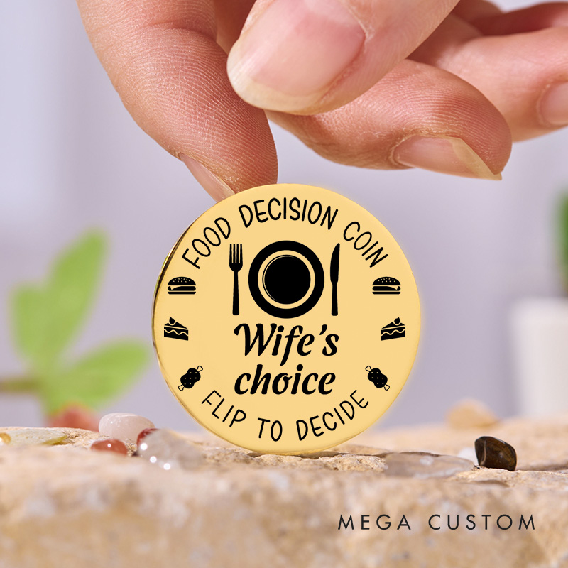 Personalized Couple Food Decision Coin with Name Newlyweds Whose Choice Flip to Decide Coin Valentine's Day Gift for Boyfriend Girlfriend Husband Wife