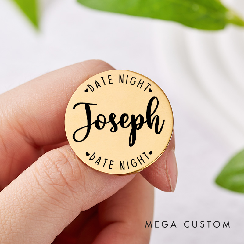 Personalized Couple Name Decision Coin Newlyweds Date Night Flip to Decide Coin with Heart Valentine's Day Gift for Boyfriend Girlfriend Husband Wife