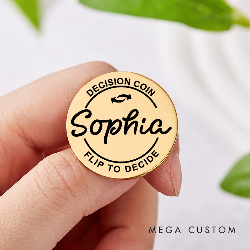 Personalized Funny Couple Name Decision Coin Newlyweds Flip to Decide Coin with Arrow Valentine's Day Gift for Boyfriend Girlfriend Husband Wife
