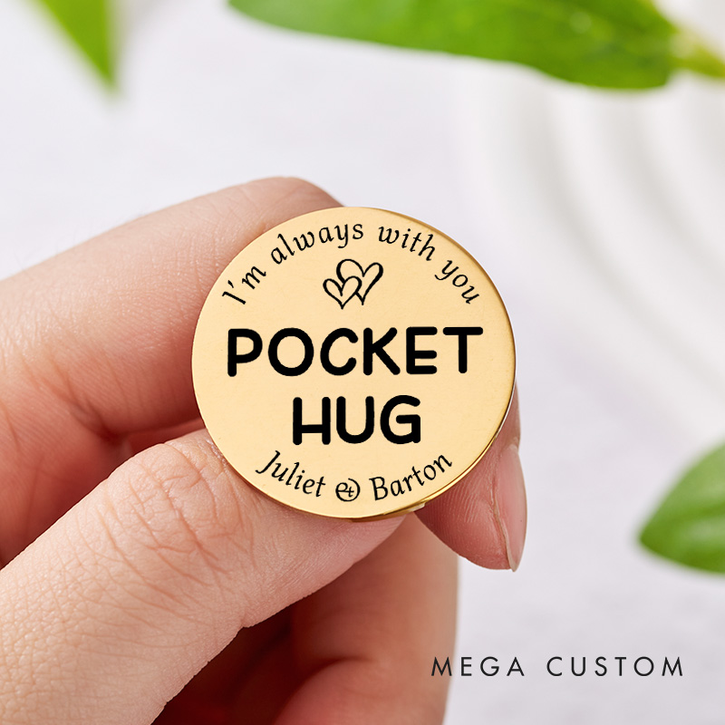 Personalized Couple Pocket Hug Decision Coin Newlyweds I’m Always with You with Heart Coin Valentine's Day Gift for Boyfriend Girlfriend Husband Wife