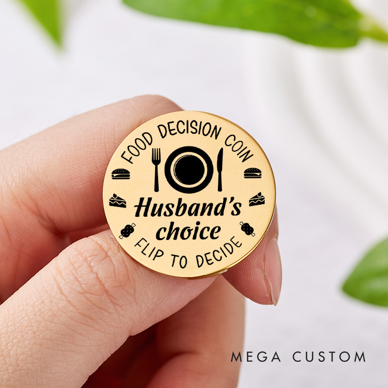Personalized Couple Food Decision Coin with Name Newlyweds Whose Choice Flip to Decide Coin Valentine's Day Gift for Boyfriend Girlfriend Husband Wife